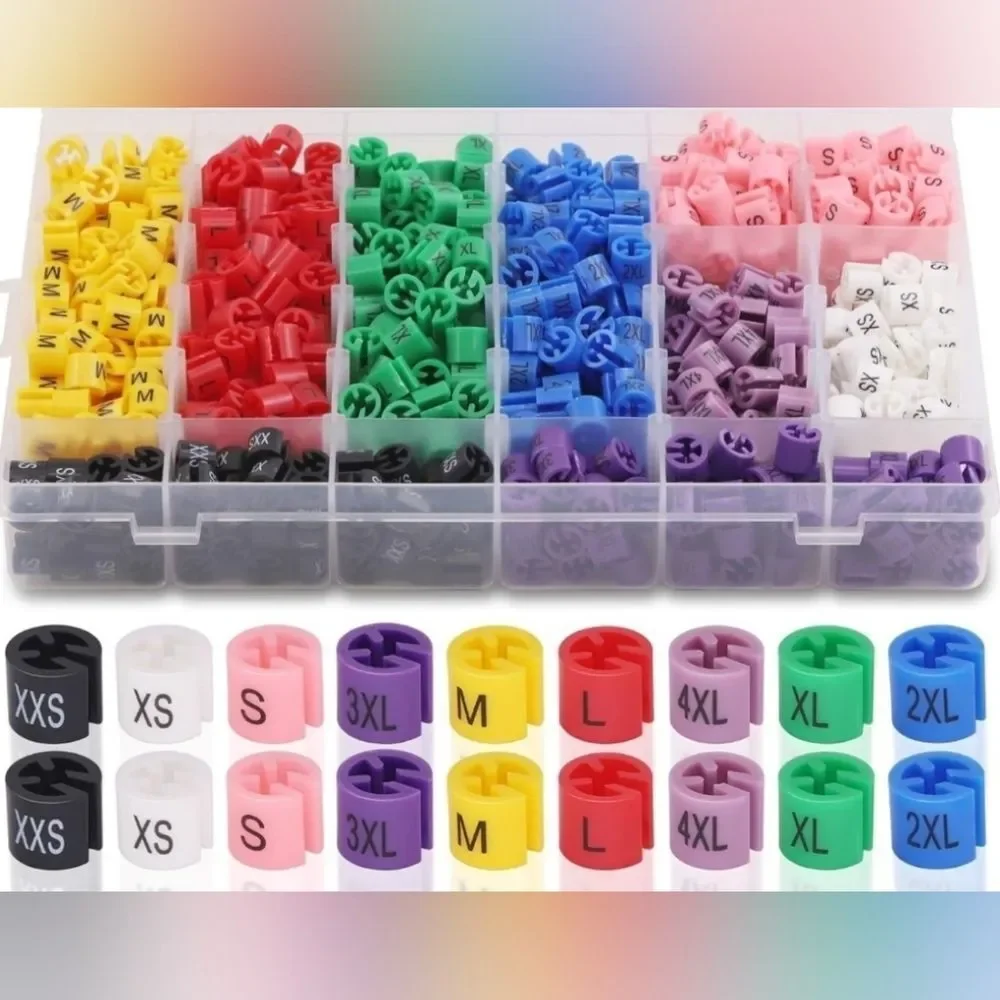 🔸️Multicolored Plastic Clothing Clip On Hanger Size Tags